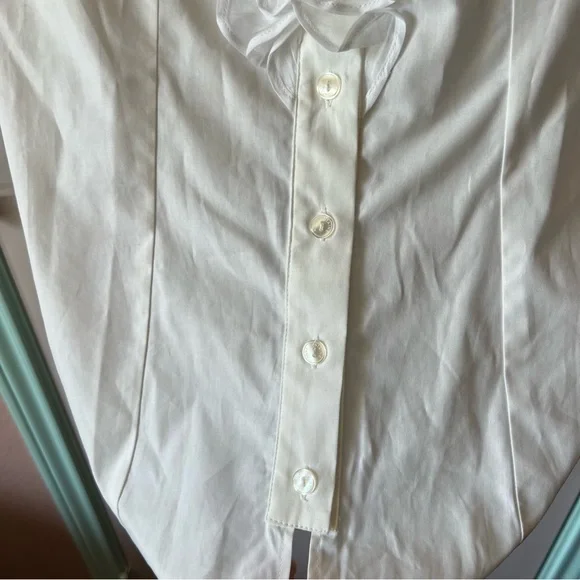 Anne Fontaine Carmen Pima Cotton Ruffle Blouse
